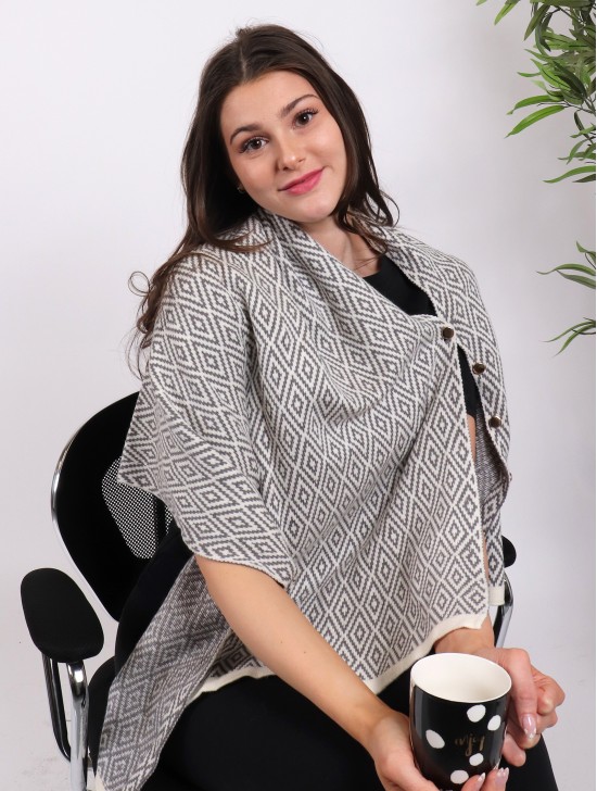 Diamond Pattern Button Shawl